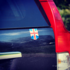 UK Flag car sticker on a Volvo