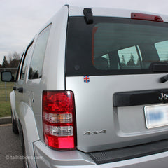 UK Flag car sticker tailribbon on a Jeep