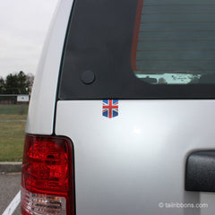 Flag of the United Kingdom car sticker on a Jeep